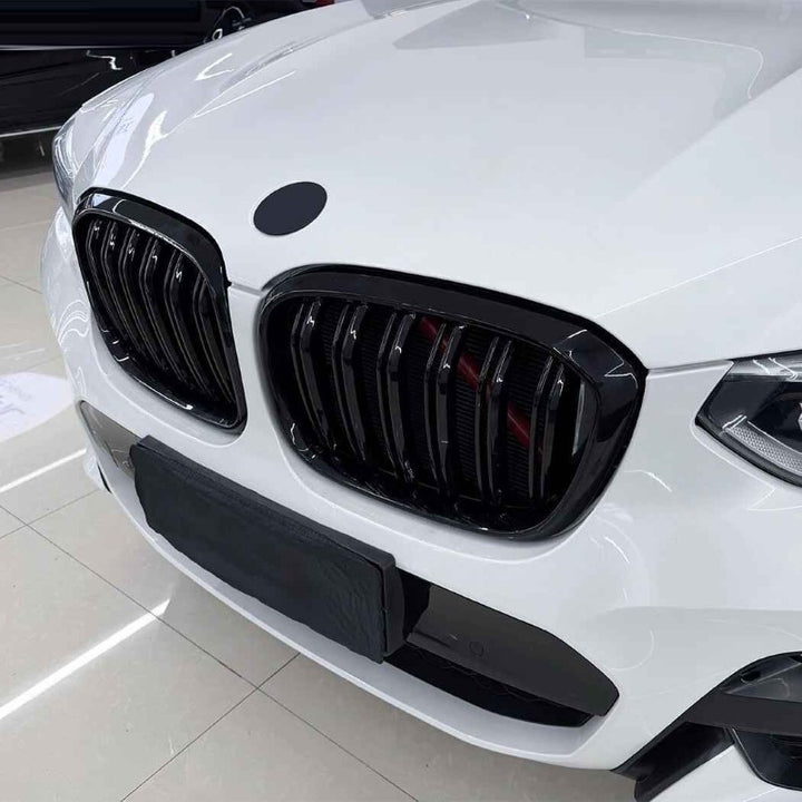 Car Craft Compatible With Bmw X3 G01 X4 G02 Pre-facelift 2018-2022 Front Bumper Show Mesh Grill Dual Line Bar Zst-1461 Dual Glossy Black - CAR CRAFT INDIA