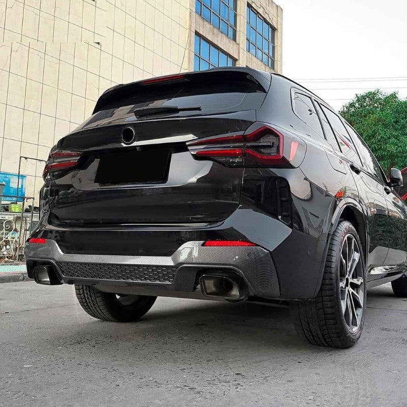 Car Craft Compatible With Bmw X3 G01 Lci 2022-2025 Rear M Sport Bumper Lip Splitter Skirts Diffuser Zst-1460 Cf Carbon Fiber Look - CAR CRAFT INDIA