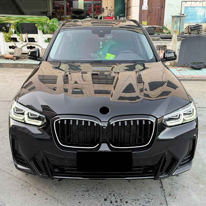 Car Craft Compatible With Bmw X3 G01 X4 G02 Lci 2022-2024 Front Bumper Illuminated Led Light Show Mesh Grill Single Line Bar Zst-1462 Single Led Glossy Black - CAR CRAFT INDIA