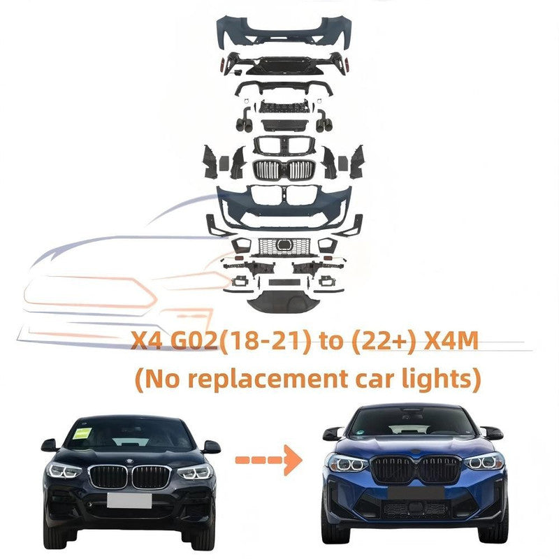 Car Craft Compatible With Bmw X4 G02 2018-2021 Upgrade Convert To M Sport M Performance X4m Lci Style Bodykit Body Kit Front Rear Bumper Splitter Grill Lip Diffuser Exhaust Pipe Tip Gc G02 007
