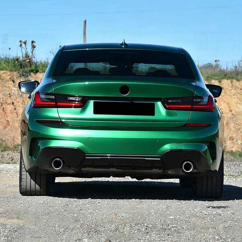 Car Craft Compatible With Bmw 3 Series G20 Pre-facelift M Sport 2019-2022 Rear After Bumper Lip Spliter Skirt Diffuser For Circle Exhaust 0-0 Carbon Fiber Look Zst-1544 Cf