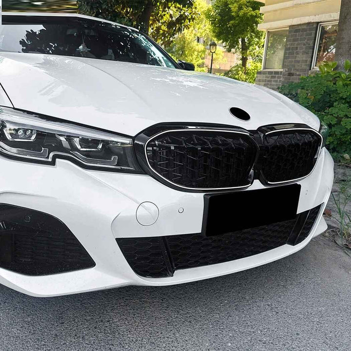 Car Craft Compatible With Bmw 3 Series G20 G21 Pre-facelift 2019-2022 Front Bumper Show Gril Diamond Black With Led Light