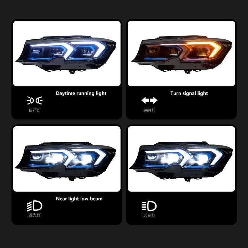 Car Craft Compatible With Bmw 3 Series G20 G28 2019-2022 Car Front Upgraded Head Light Lamp Xenon Headlight Retrofit Upgrade Modified Led Drl Hid Light Lci Laser Style - CAR CRAFT INDIA