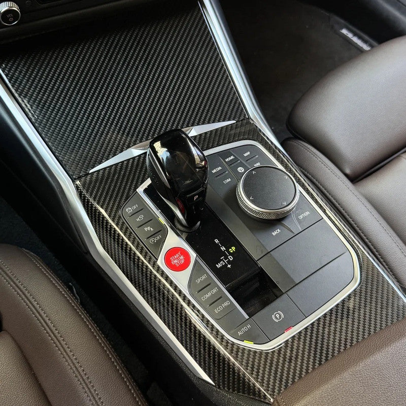 Car Craft Compatible With Bmw 2 3 4 Series G42 G20 G22 G23 G26 M2 G87 M2 M3 G80 G81 M4 G82 G83 2024-2025+ Car Central Dashboard Interior Cup Holder Armrest Trim Cover Real Carbon Fiber 6 in 1