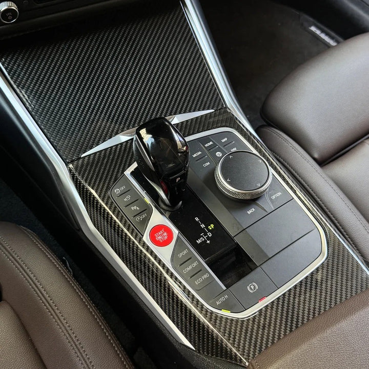 Car Craft Compatible With Bmw 2 3 4 Series G42 G20 G22 G23 G26 M2 G87 M2 M3 G80 G81 M4 G82 G83 2024-2025+ Car Central Dashboard Interior Cup Holder Armrest Trim Cover Real Carbon Fiber 6 in 1