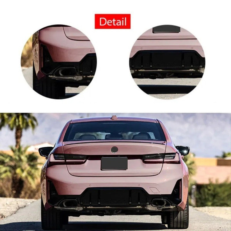 Car Craft Compatible With Bmw 3 Series G20 LCI 2023+ Upgrade Facelift Convert To M Performance M Sport M Tech M-tech Bodykit Rear After Bumper Lip Splitter Skirt Diffuser With Exhaust Tip Pipe Gc G20-038 Glossy Black