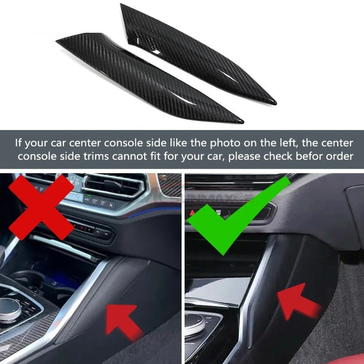Car Craft Compatible With Bmw 2 3 4 Series G42 G20 G22 G23 G26 M2 G87 M2 M3 G80 G81 M4 G82 G83 2019-2025+ Car Central Dashboard Interior Cup Holder Armrest Trim Cover Real Carbon Fiber 5 in 1