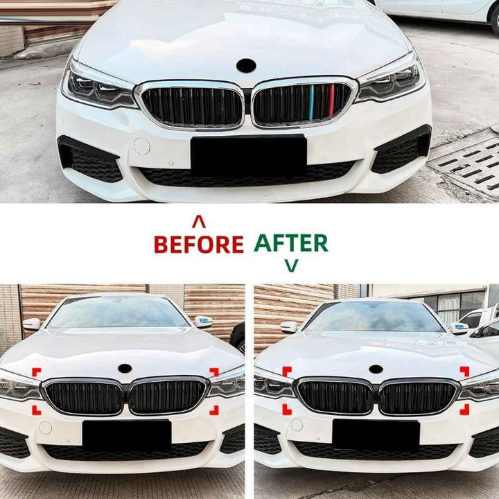 Car Craft Compatible With Bmw 5 Series G30 2017-2020 Front Bumper Show Mesh Grill Single Line Bar Illuminated Led Light Zst-1463 Led Single Glossy Black - CAR CRAFT INDIA