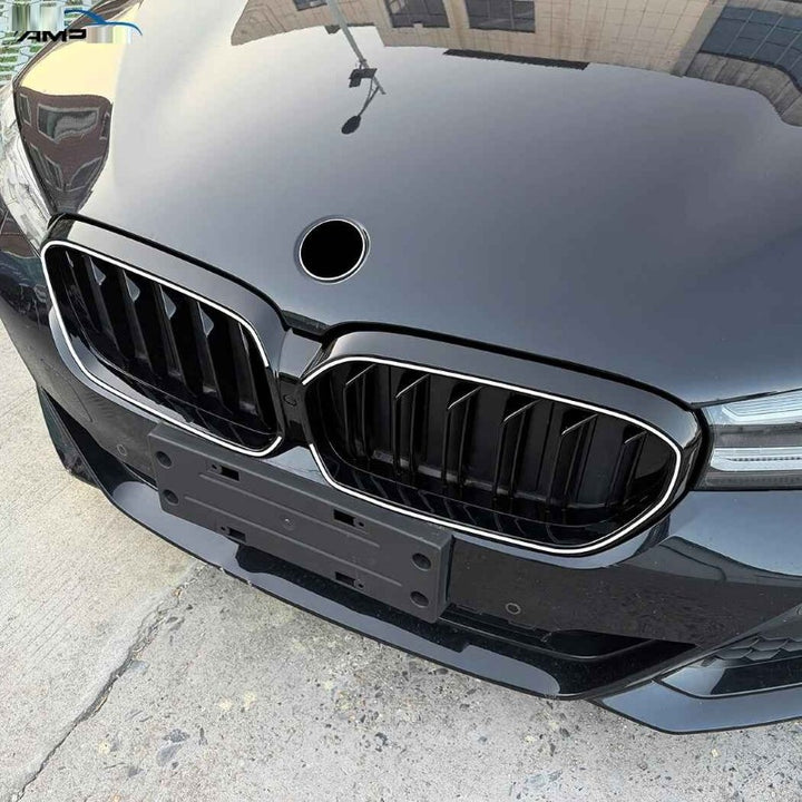 Car Craft Compatible With Bmw 5 Series G30 Lci 2021-2024 Front Bumper Show Mesh Grill Single Line Bar Illuminated Led Light Zst-1464 Led Single Glossy Black - CAR CRAFT INDIA