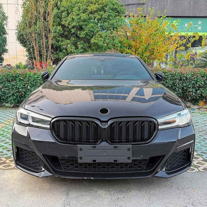Car Craft Compatible With Bmw 5 Series G30 Lci 2021-2024 Front Bumper Show Mesh Grill Single Line Bar Zst-1464 Single Glossy Black - CAR CRAFT INDIA