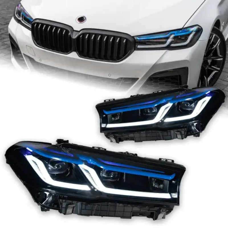 Car Craft Compatible With Bmw 5 Series G30 G38 2017-2021 Car Front Upgraded Head Light Lamp Xenon Headlight Retrofit Upgrade Modified Led Drl Hid Light Lci Laser Style - CAR CRAFT INDIA