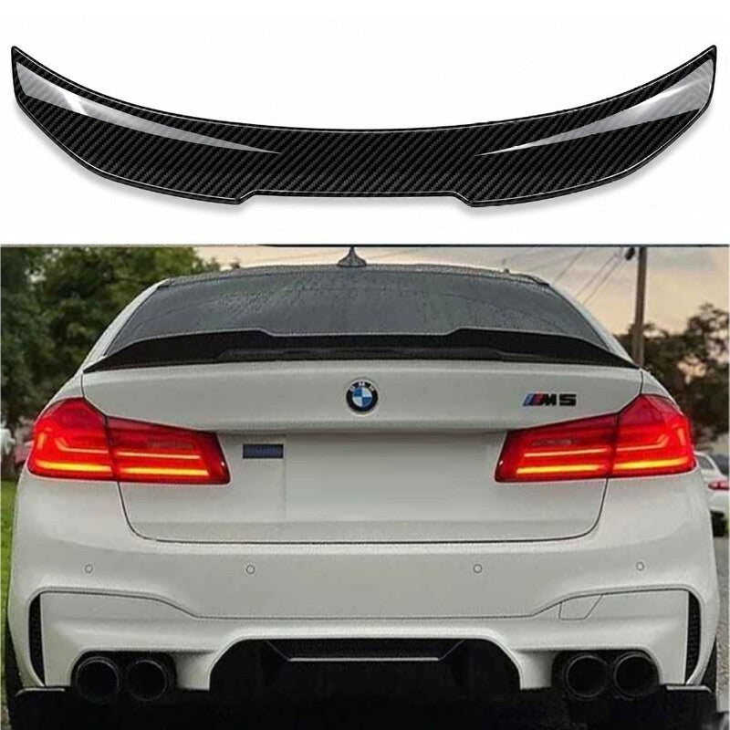 Car Craft Compatible With Bmw 5 Series G30 F90 M5 2017-2025 Rear Trunk Wing Boot Lip Spoiler Psm Style Carbon Fiber Look Bm-048
