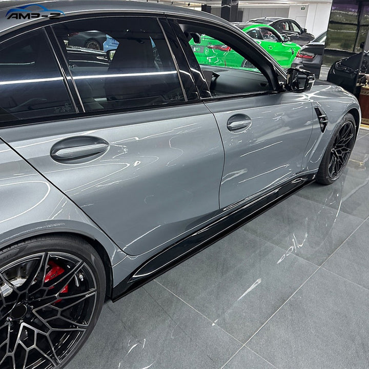 Car Craft Compatible With Bmw M3 G80 G81 2021-2026 Side Skirt Splitter Trim Running Board Zst-1529 Cf Carbon Fiber Look Black CC-10954