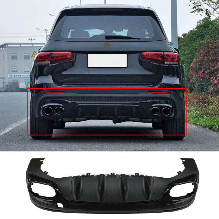 Car Craft Compatible With Mercedes Benz Glb W247 X247 2020-2024 Upgrade Convert To Glb45 Amg Bodykit Rear Bumper After Lip Diffuser Skirt With Exhaust Pipe Tip Black Gc X247-010 Gc X247-012