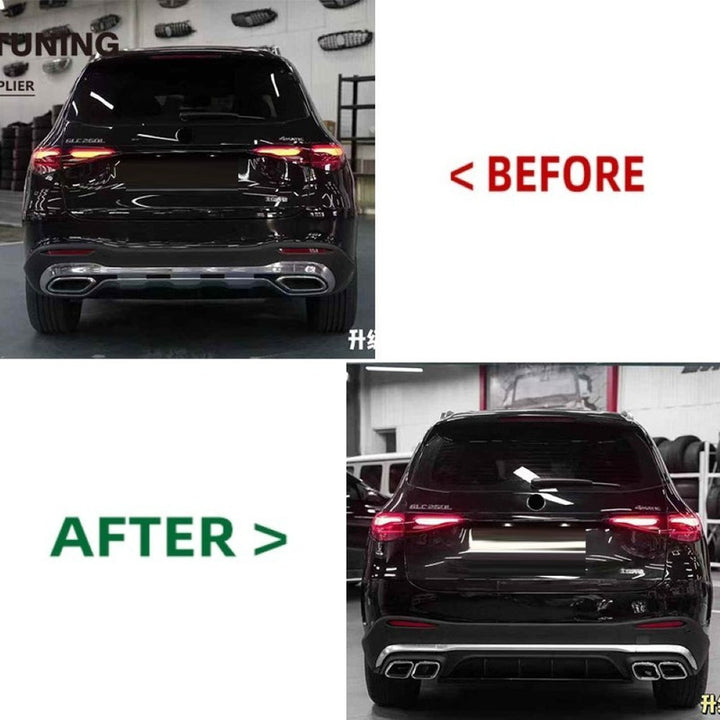 Car Craft Compatible With Mercedes Benz Glc W254 2023-2026 Upgrade Facelift Convert To Glc63 Amg Bodykit Rear Bumper Exhaust Pipe Tip Silver Gc W254-007