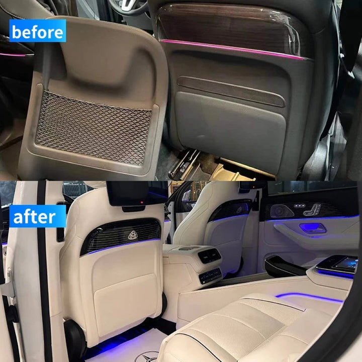 Car Craft Compatible With Mercedes Benz Gle Gls W167 X167 2019-2026 Front Rear Seatr Folding Table, Seat Back Table, Wireless Charging Cup Holder Ambient Light Pocket Tray Maybach Style Oyester