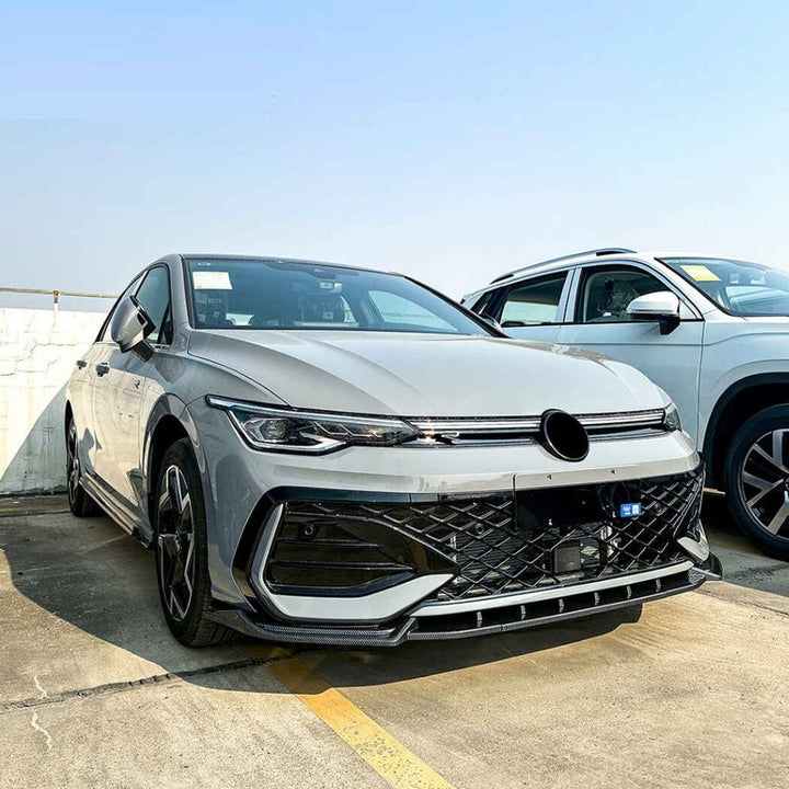 Car Craft Compatible With Volkswagen Vw Golf Mk8.5 Gti 2024+ Gti Rline Front Bumper Lip Splitter Skirts Zst-1189 Cf Carbon Fiber Look - CAR CRAFT INDIA