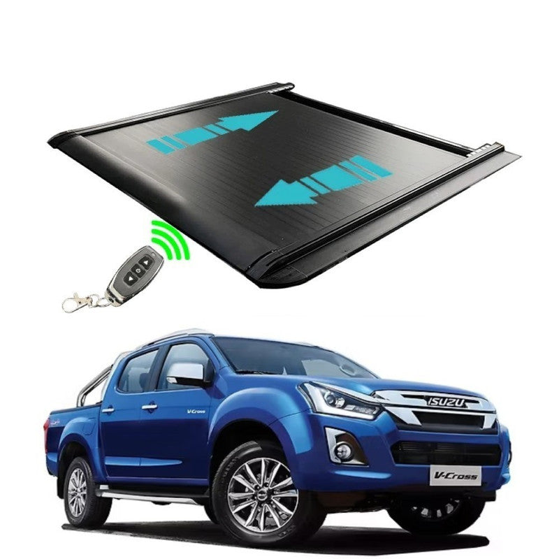 Car Craft Compatible With Isuzu D-max V Cross 2019-2025 Shutter Rear Truck Bed Retractable Lid Tonneau Tray Cover Roller Back Rear Hand Controlled By Electric Remote Or App - CAR CRAFT INDIA