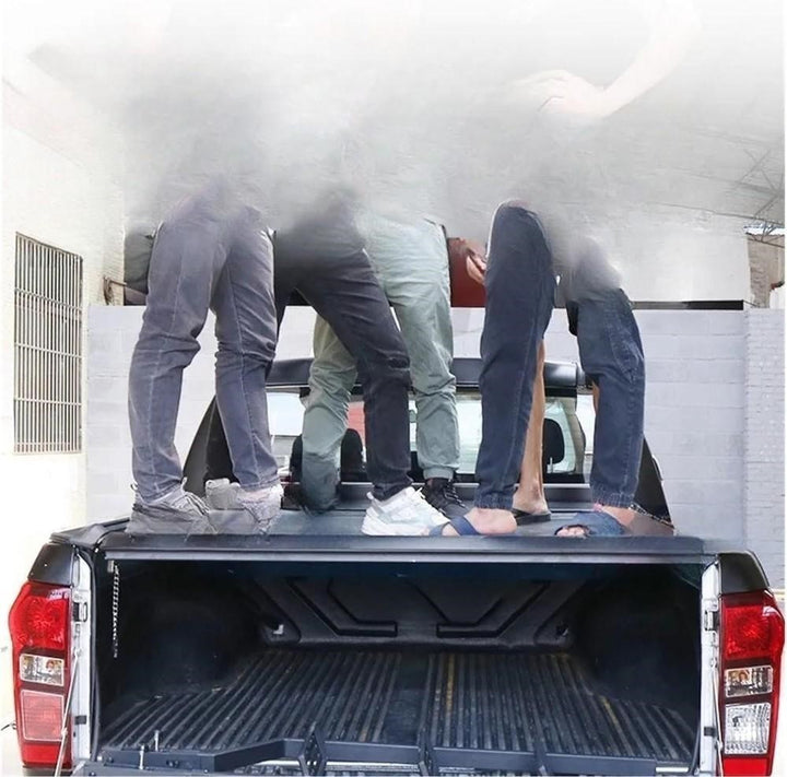 Car Craft Compatible With Isuzu D-max V Cross 2019-2025 Shutter Rear Truck Bed Retractable Lid Tonneau Tray Cover Roller Back Rear Hand Controlled By Hand Manaul Tri Fold Folding - CAR CRAFT INDIA