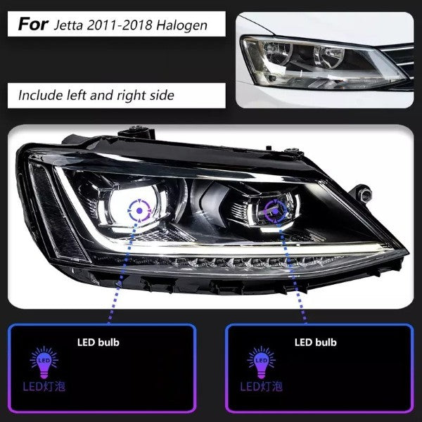 Car Craft Compatible With Volkswagen Vw Jetta 2011-2018 Car Front Upgraded Head Light Lamp Xenon Headlight Retrofit Upgrade Modified Led Drl Hid Light For Helogen Car - CAR CRAFT INDIA