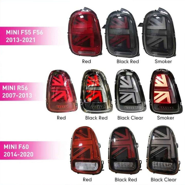 Car Craft Compatible With Mini Cooper F55 2015-2019 Cooper S F56 2015-2019 Cooper S Convertible F57 2015-2019 F Series Led Tail Light Tail Lamp Light 2007-2016 Dynamic Signal Taillight Drl Brake Reverse Union Jack Clear Red