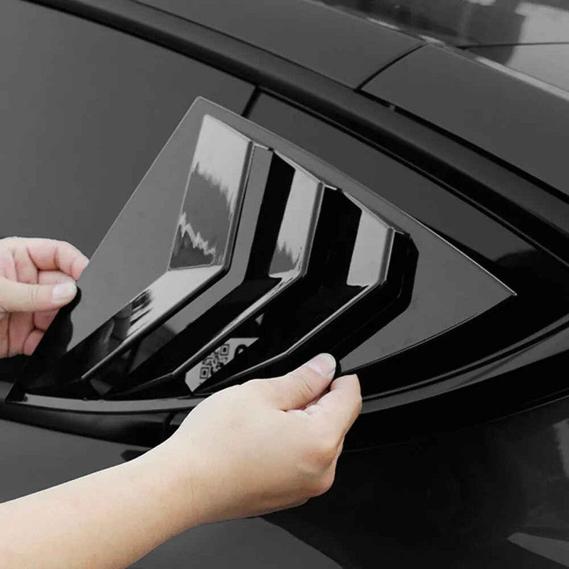 Car Craft Compatible With Tesla Model 3 Model Y 2017-2026 Car Rear Window Shutter Cover Louver Side Vent Trim Triangle Glossy Black