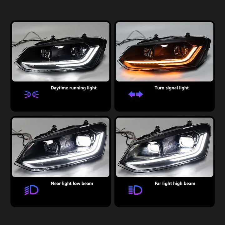 Car Craft Compatible With Volkswagen Vw Polo 2010-2024 Car Front Upgraded Head Light Lamp Xenon Headlight Retrofit Upgrade Modified Led Drl Hid Light For Helogen Car - CAR CRAFT INDIA