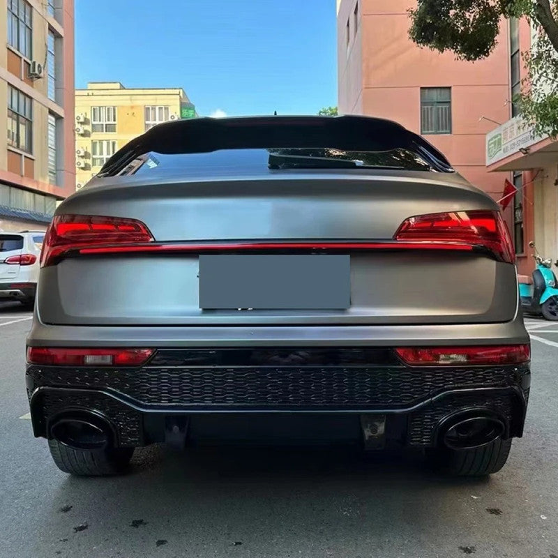 Car Craft Compatible With Audi Q5 2021-2025 Upgraded Facelift Convert To Rsq5 Sq5 Sport Rear After Bumper Lip Diffuser Skirt Trim With Exhaust Pipe Tip Q5-011 Gc Use For Sportback Car Usa