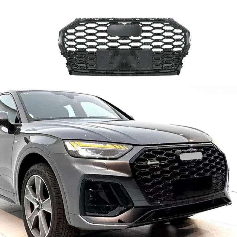 Car Craft Compatible With Audi Q5 2021-2025 Upgraded Front Bumper Show Grill Rsq5 Rs Sport Honeycomb Style Q5-008 Gc Black Honeycomb Style
