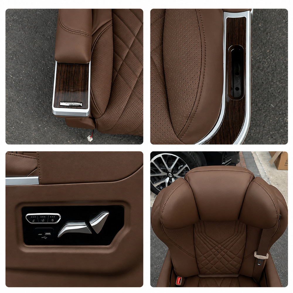 Car Craft Compatible With Innova Hycross Fortuner V Class Captain Electric Recliner Seat Chair Massaging Headrest Ventilation Heating Usb Type C Backrest Leg Support Adjustment All Suv Brown