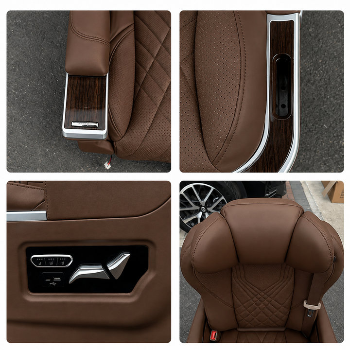 Car Craft Compatible With Innova Hycross Fortuner V Class Captain Electric Recliner Seat Chair Massaging Headrest Ventilation Heating Usb Type C Backrest Leg Support Adjustment All Suv Brown
