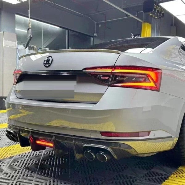 Car Craft Compatible With Skoda Superb 2015-2023 Rear After Bumper Lip Splitter Skirts Diffuser Glossy Black - CAR CRAFT INDIA