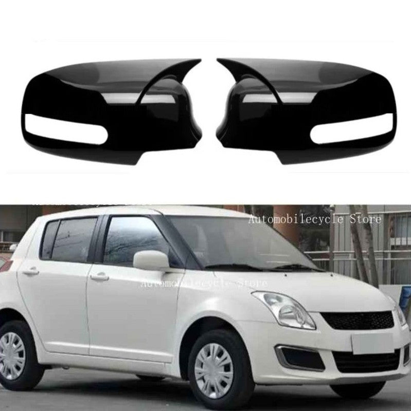 Car Craft Compatible With Maruti Suzuki Swift Ertiga Brezza 2012-2018 Rear View Case Wing Cap Shell Housing Mirror Covers 3m Tape Pasting Style Glossy Black