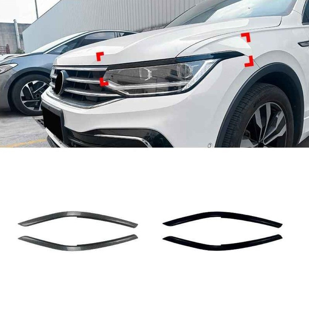 Car Craft Compatible With Vw Volkswagen Tiguan Mk2.5 2021-2023 Car Headlight Eyelid Lamp Eyebrow Skirts Splitter Zst-1235 Cf Carbon Fiber Look - CAR CRAFT INDIA