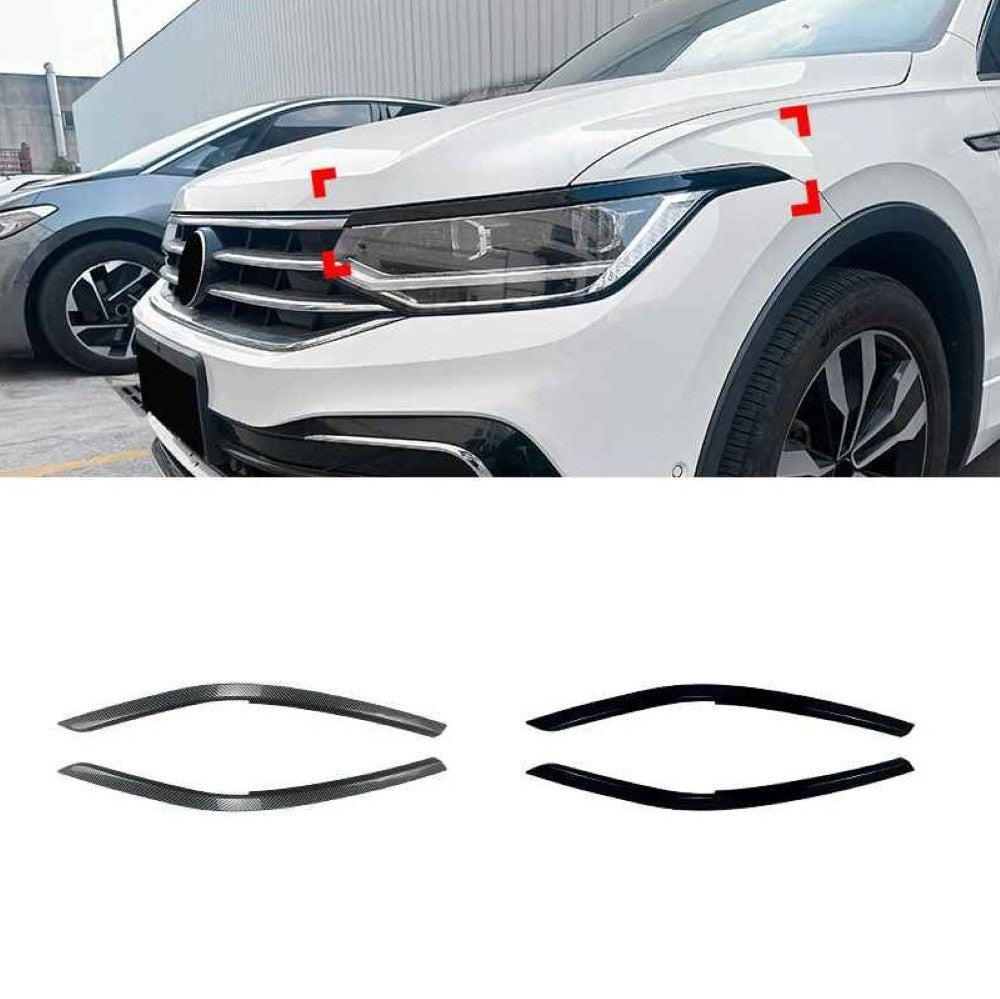 Car Craft Compatible With Vw Volkswagen Tiguan Mk2.5 2021-2023 Car Headlight Eyelid Lamp Eyebrow Skirts Splitter Zst-1235 Gb Glossy Black - CAR CRAFT INDIA