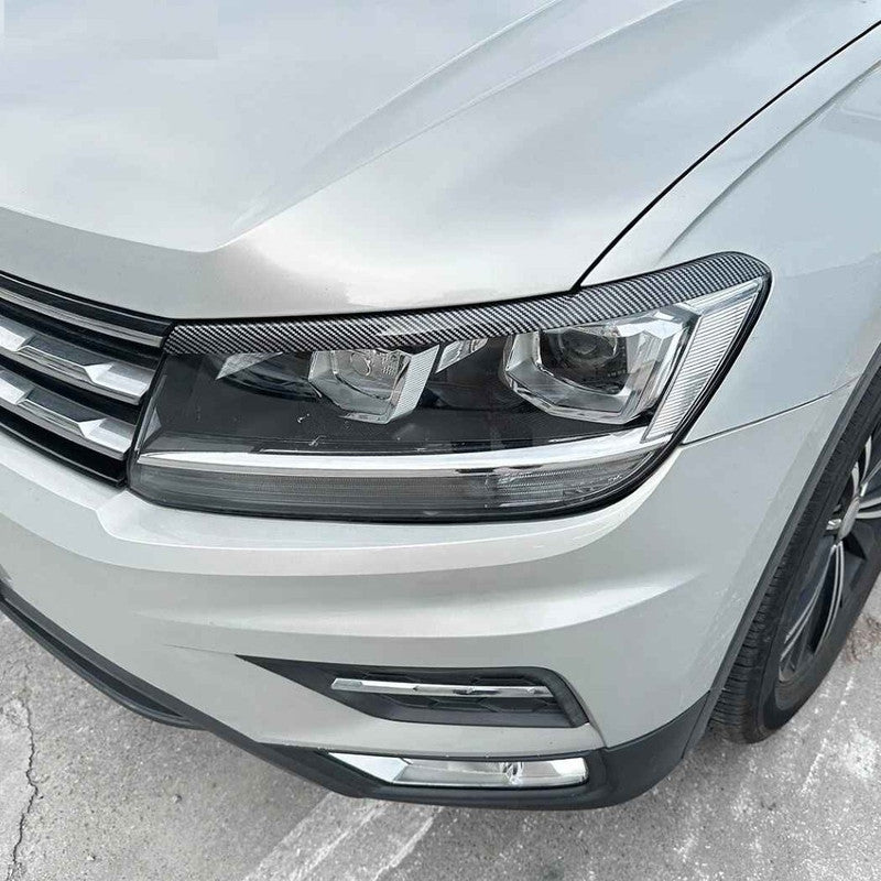 Car Craft Compatible With Vw Volkswagen Tiguan Mk2 2017-2020 Car Headlight Eyelid Lamp Eyebrow Skirts Splitter Zst-1213 Cf Carbon Fiber Look - CAR CRAFT INDIA