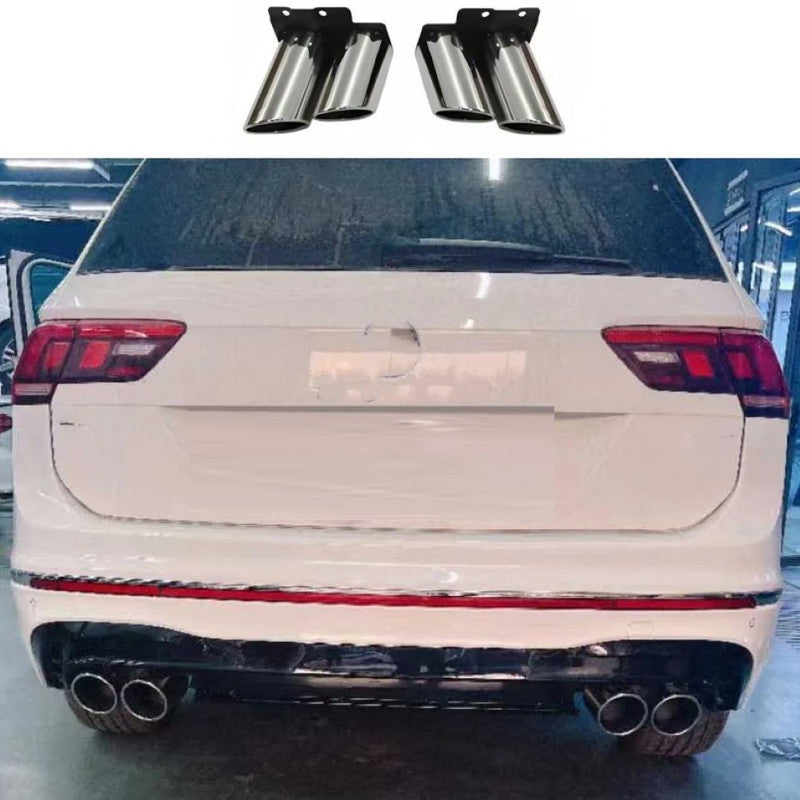 Car Craft Compatible With Vw Volkswagen Tiguan 2016-2023 Upgrade Facelift Convert To R Line Style Rear Bumper Exhaust Pipe Tip Silver Dlz080219045411 Dlz080219045412
