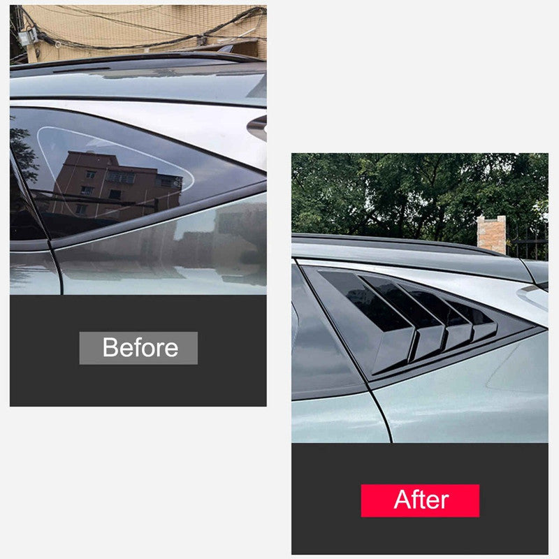 Car Craft Compatible With Hyundai Tucson 2021-2025 Car Rear Window Shutter Cover Louver Side Vent Trim Triangle Carbon Fiber Look