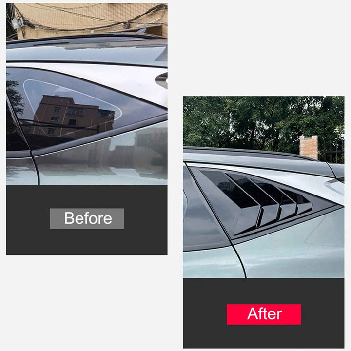 Car Craft Compatible With Hyundai Tucson 2021-2025 Car Rear Window Shutter Cover Louver Side Vent Trim Triangle Carbon Fiber Look