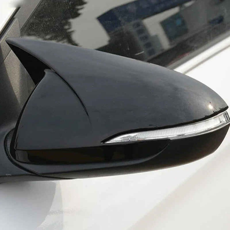 Car Craft Compatible With Hyundai Verna Accent Solaris I30 2017-2022 Side Rear View Case Wing Cap Shell Housing Mirror Covers 3m Tape Pasting Style Glossy Black CC-11540