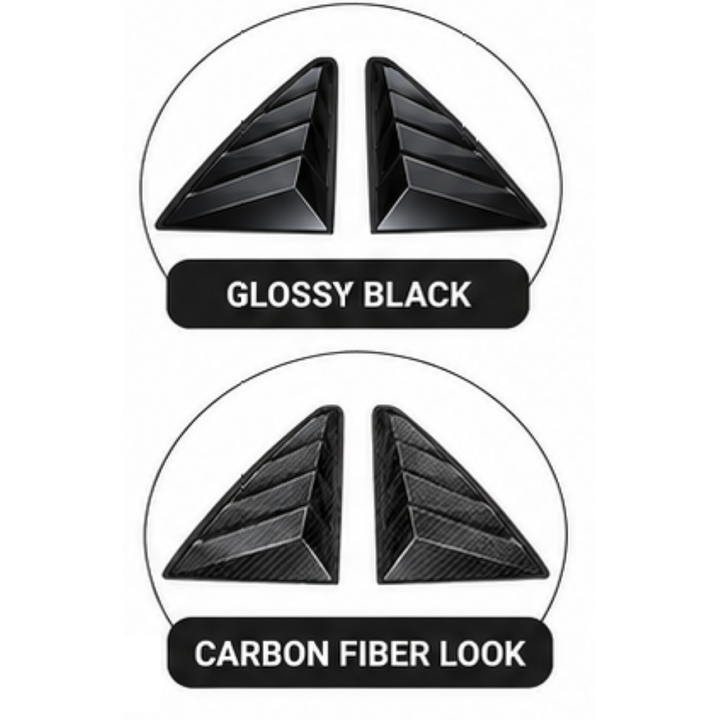 Car Craft Compatible With Volkswagen Vw Virtus 2023-2026 Car Rear Window Shutter Cover Louver Side Vent Trim Triangle Carbon Fiber Look