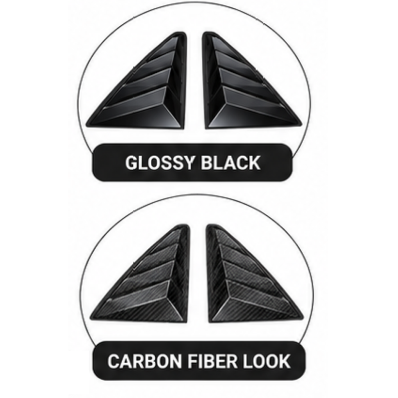 Car Craft Compatible With Volkswagen Vw Virtus 2023-2026 Car Rear Window Shutter Cover Louver Side Vent Trim Triangle Glossy Black