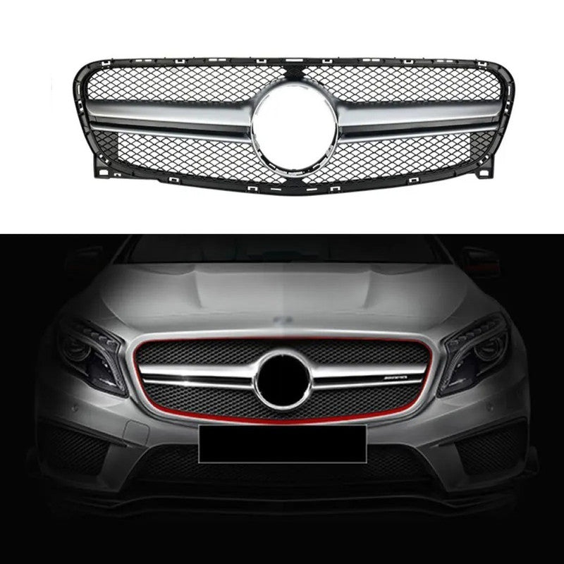 Car Craft Compatible With Mercedes Benz Gla W156 X156 2014-2016 Front Bumper Show Grill Amg Silver Amg45