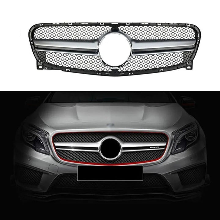 Car Craft Compatible With Mercedes Benz Gla W156 X156 2014-2016 Front Bumper Show Grill Amg Silver Amg45