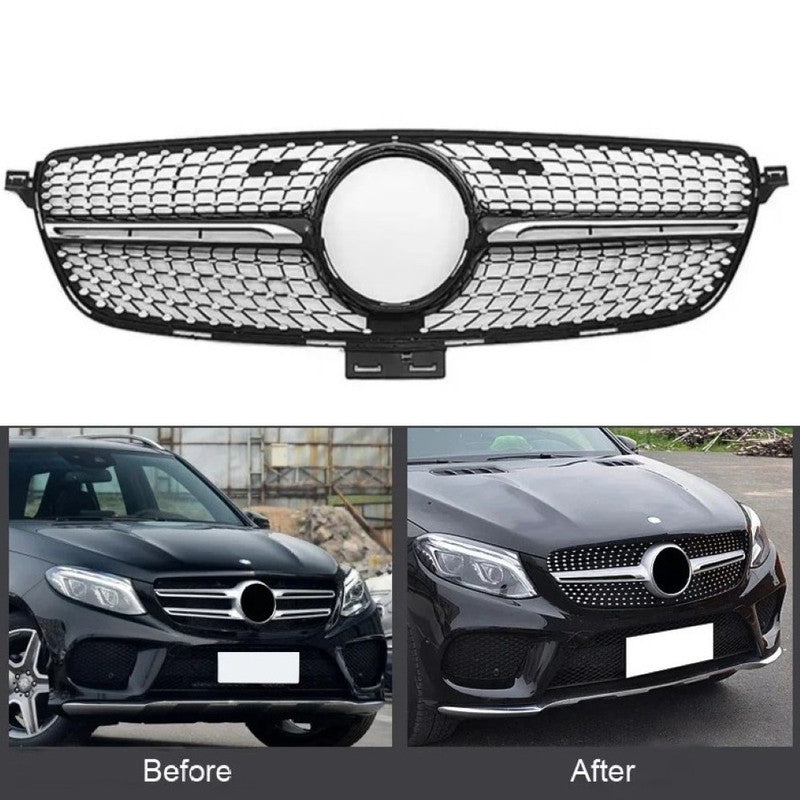 Car Craft Compatible With Mercedes Benz Gle W166 2016-2019 Upgrade Front Bumper Amg Show Grill Diamond Black Gc CC-9607