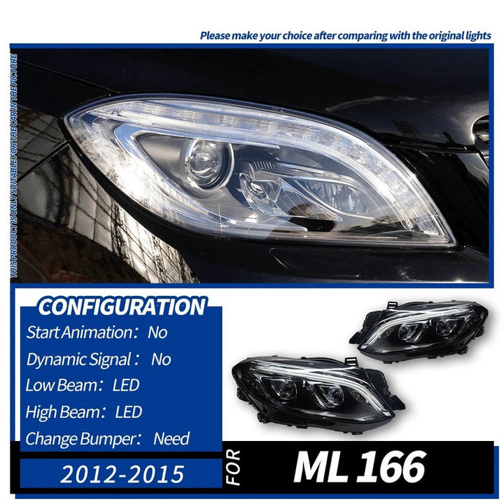 Car Craft Compatible With Mercedes Benz Ml W166 2012-2015 Car Front Upgraded Head Light Lamp Xenon Headlight Retrofit Upgrade Modified Led Drl Hid Gle Style W166-010 Gc