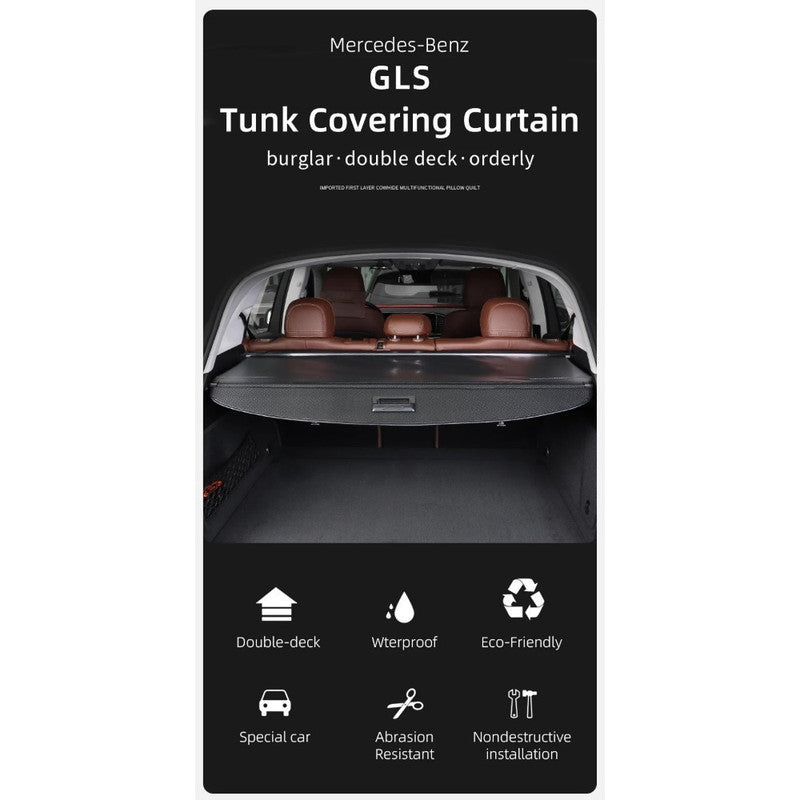 Car Craft Compatible With Mercedes Benz Gls W167 X167 2019-2024 Car Retractable Cargo Cover Interior Trim Rear Parcel Shelf Retractable Luggage Shied Cargo Cover Trunk Parcel Tray Black