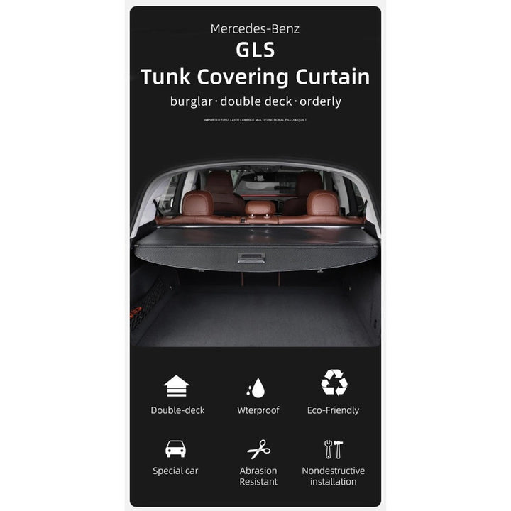 Car Craft Compatible With Mercedes Benz Gls W167 X167 2019-2024 Car Retractable Cargo Cover Interior Trim Rear Parcel Shelf Retractable Luggage Shied Cargo Cover Trunk Parcel Tray Black