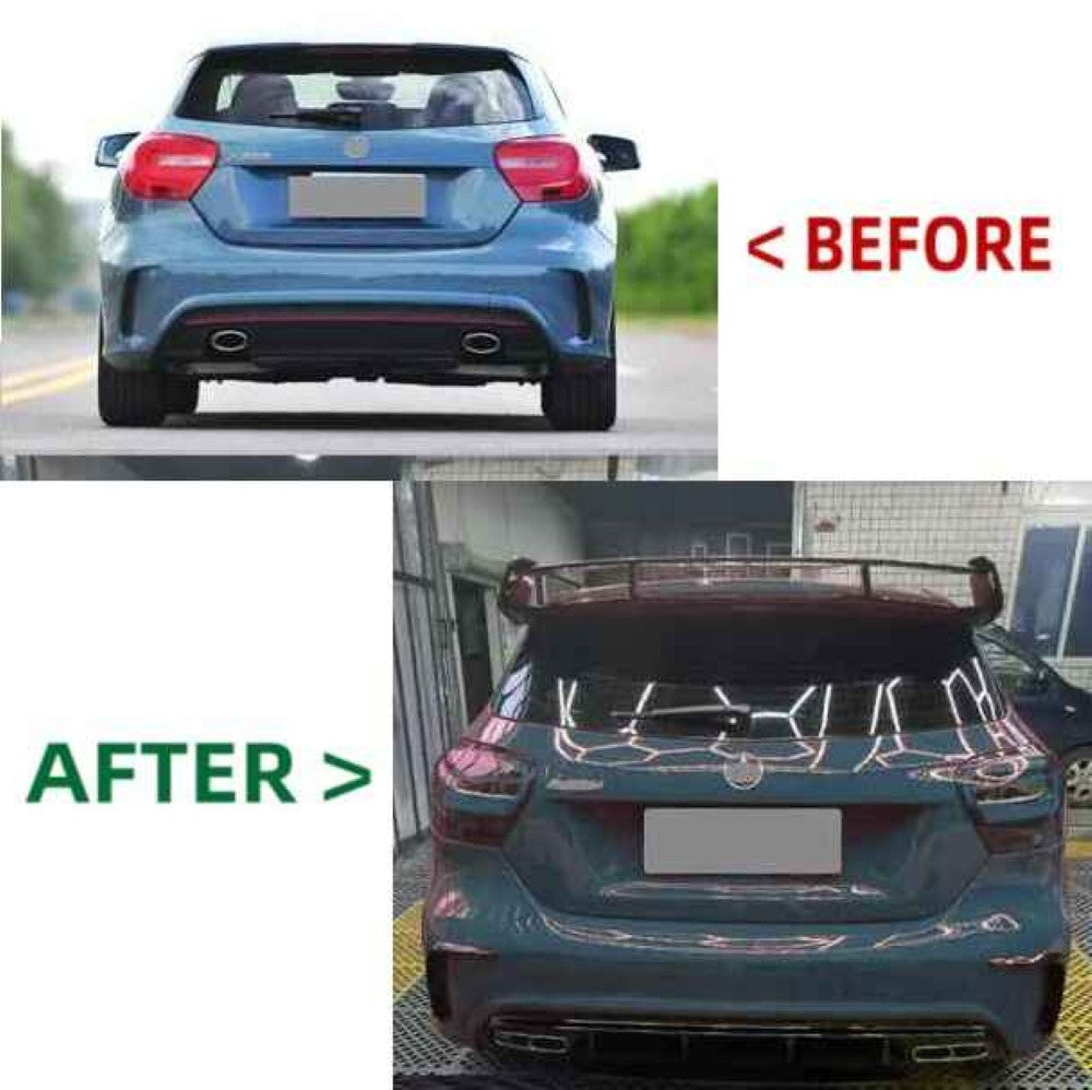 Car Craft Compatible With Mercedes Benz A Class W176 2012-2016 Rear Bumper Upgrade Convert To Amg Amg45 Exhaust Tip Pipe Silver Chrome W176-011