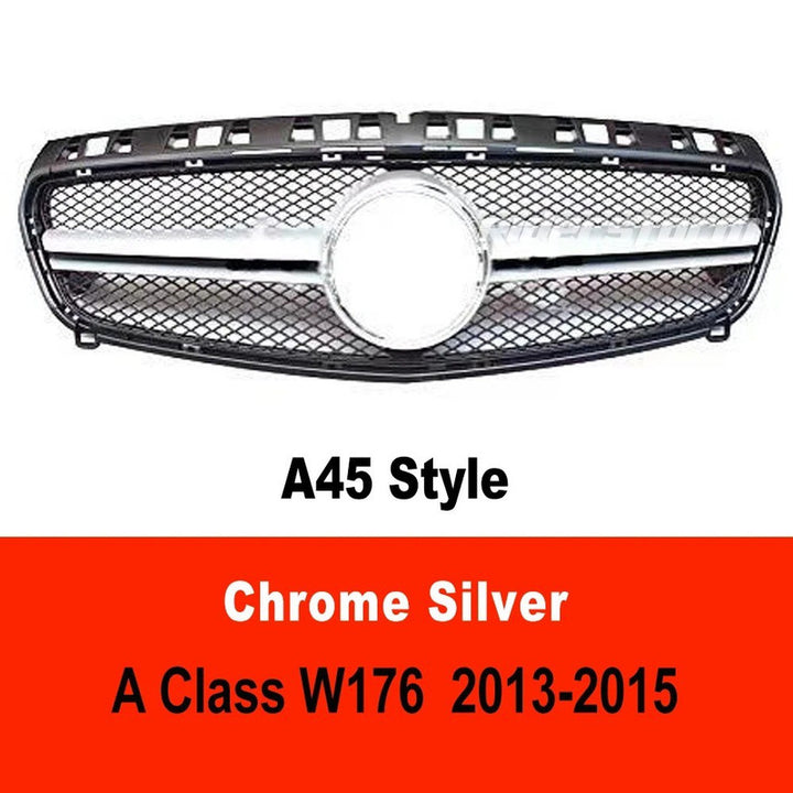 Car Craft Compatible With Mercedes Benz A Class W176 2012-2016 Front Bumper Amg Show Grill Amg Silver